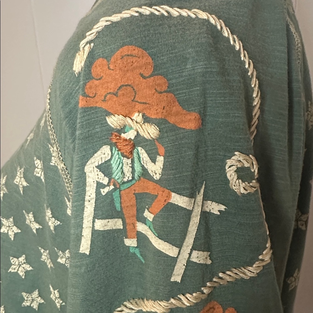 🐎 Double D Ranch Cowboys Up My Sleeve Top Boho Western Bohemian NWT Long Sleeve - Picture 6 of 13